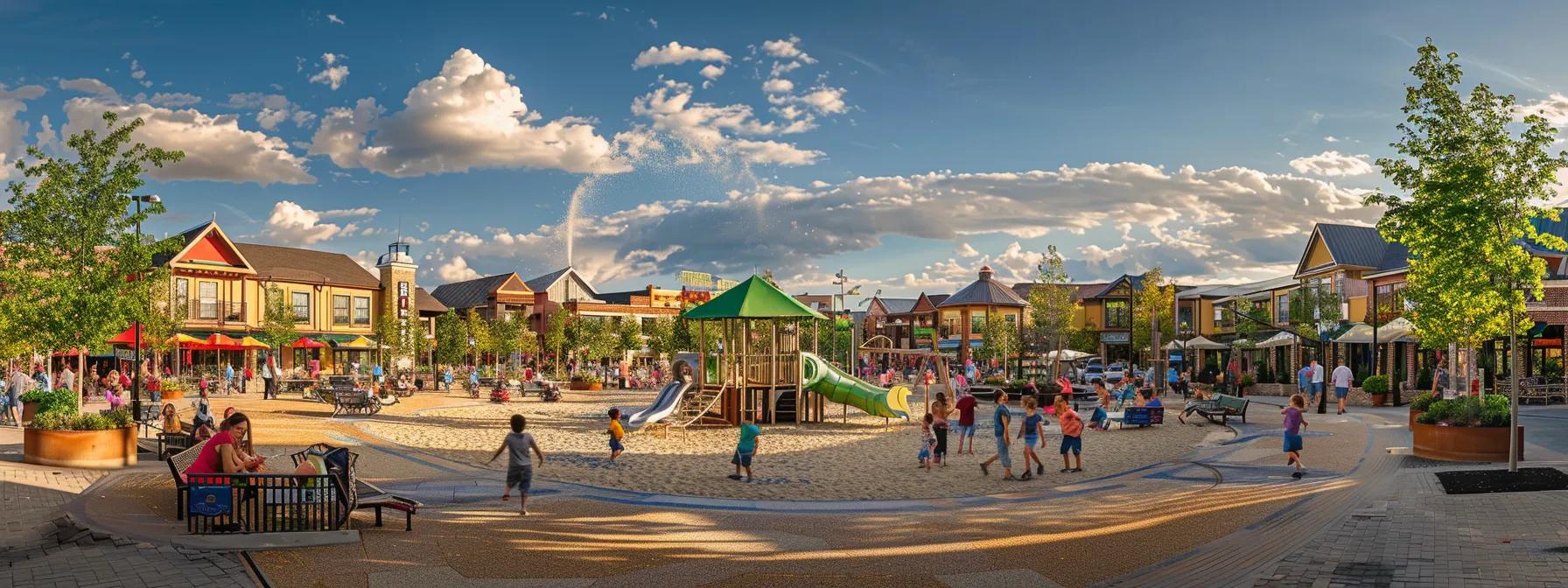 a vibrant playground bustling with families enjoying sunny outdoor activities in one of saint george's picturesque, family-friendly communities.