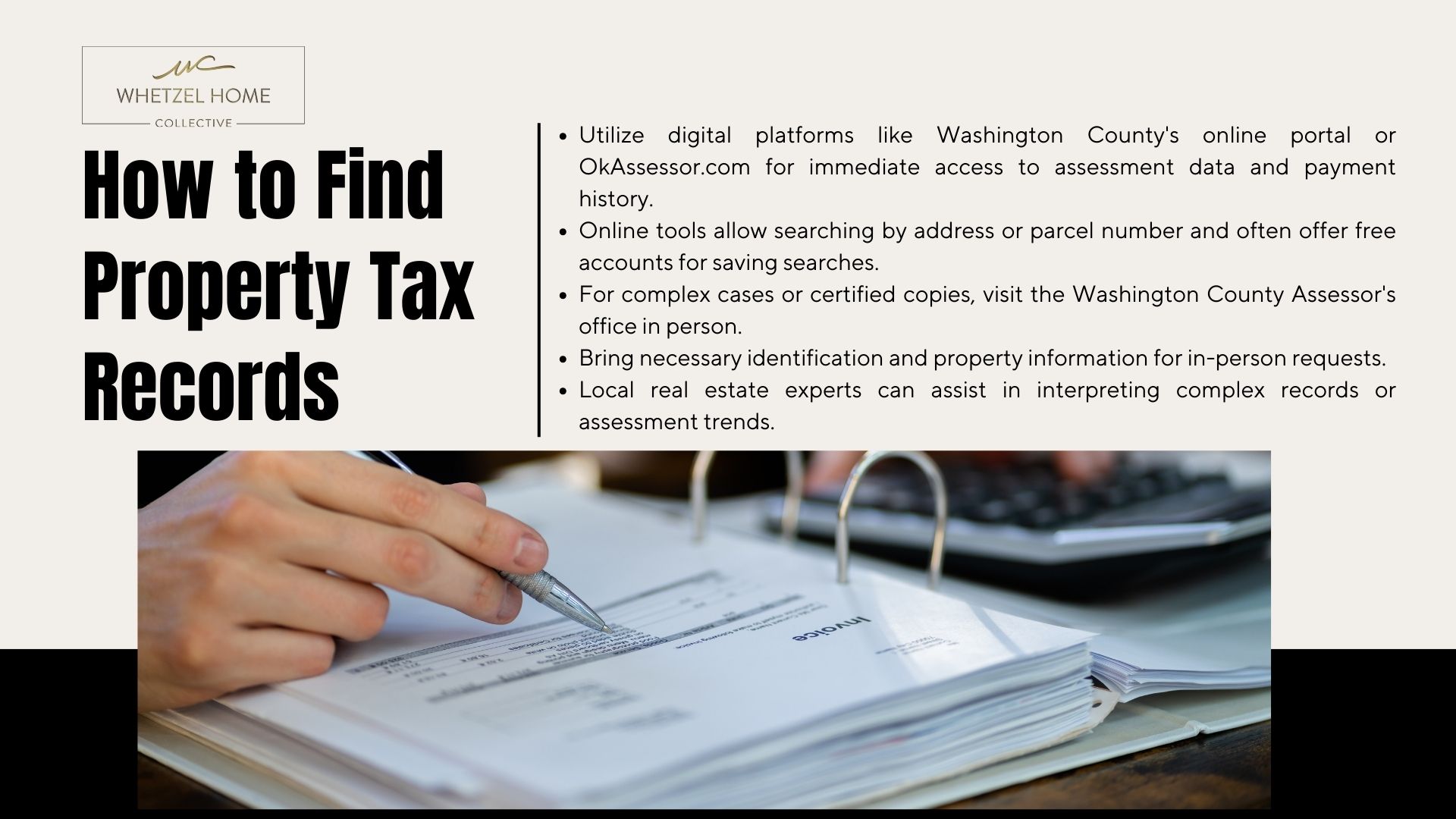 Person taking notes on property tax records with a binder and laptop in St. George, Utah. Whetzel Homes resources.