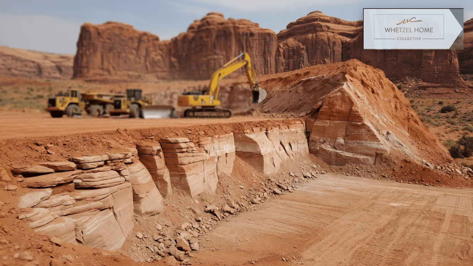 Rock excavation on a desert building site