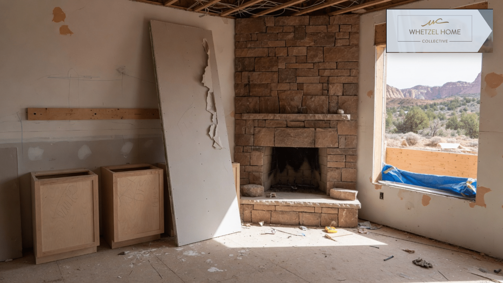 Interior finish work in a southern Utah home under construction