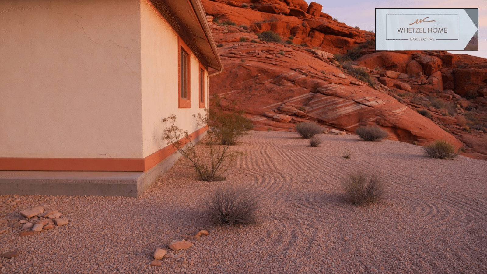 Gravel yard along a hillside home in southern Utah