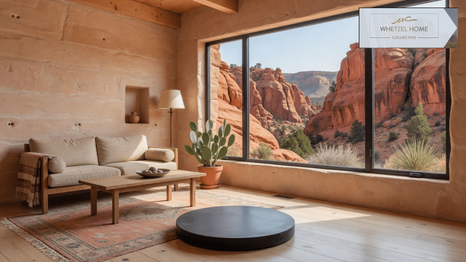 Living room in a southern Utah home where a radon test is placed